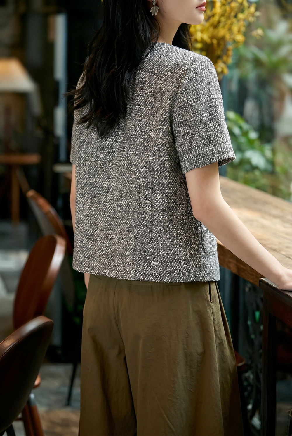 Elegant Commuter Tweed Round Neck Coat - liwisi