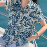Casual Printed Short Sleeve Shirt - liwisi