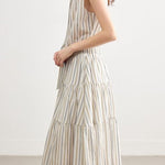 Elegant Commuter Sleeveless Striped Shirt Dress - liwisi