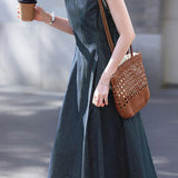 Casual Commuter Denim Sleeveless Dress - liwisi