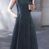 Casual Commuter Denim Sleeveless Dress - liwisi