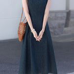 Casual Commuter Denim Sleeveless Dress - liwisi