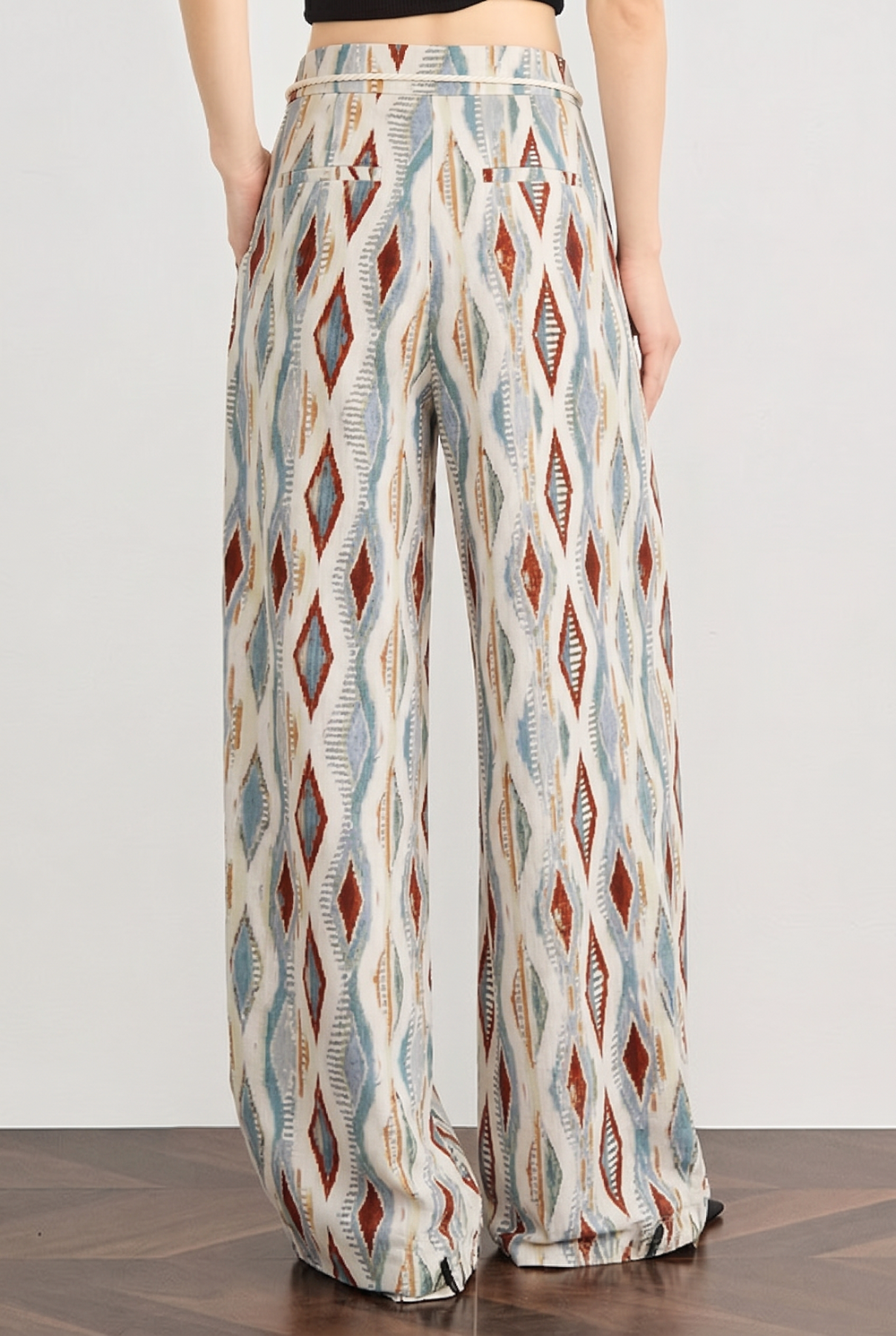 Vacation Style Geometric Printed Wide Leg Pants - liwisi