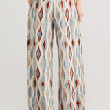 Vacation Style Geometric Printed Wide Leg Pants - liwisi