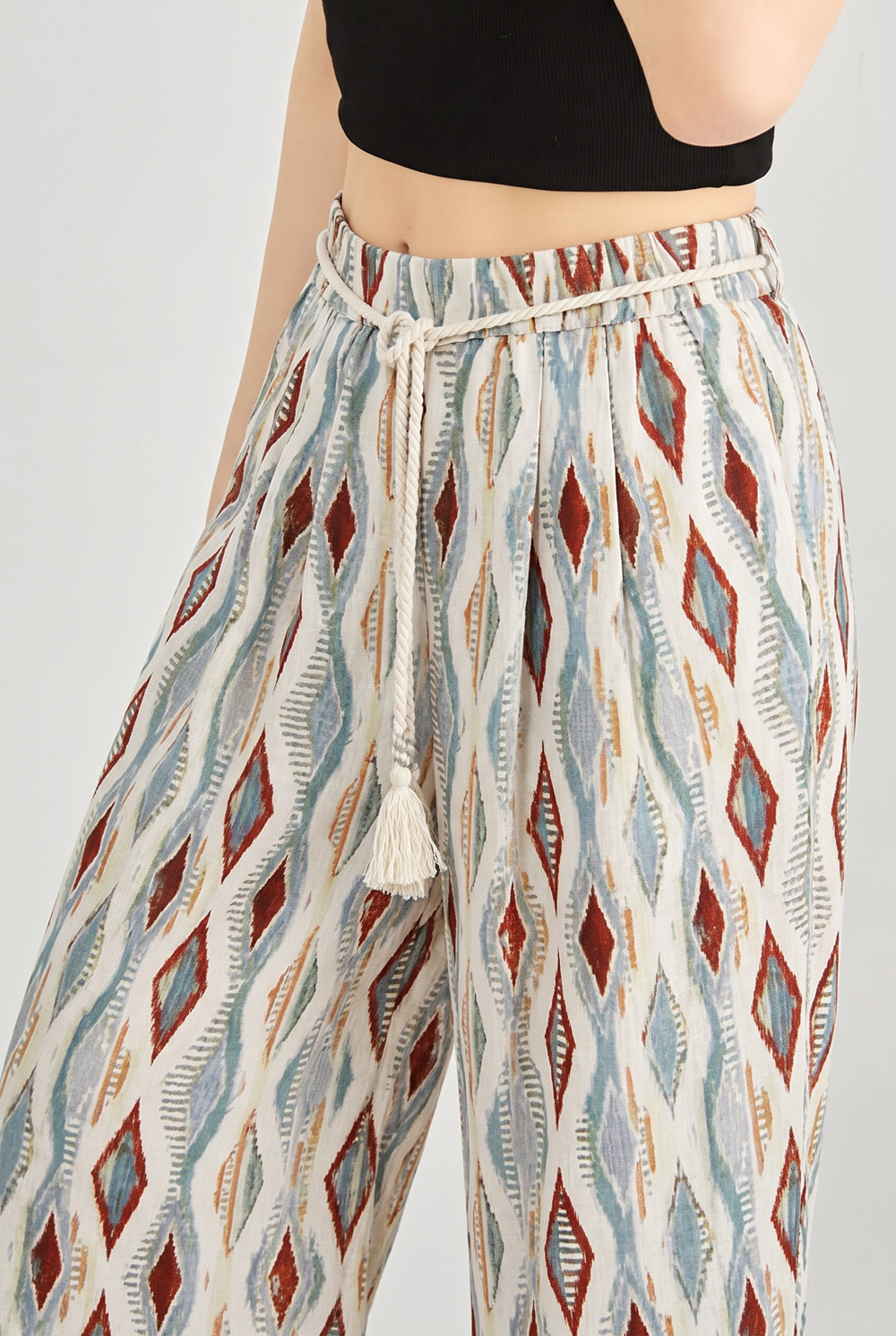 Vacation Style Geometric Printed Wide Leg Pants - liwisi