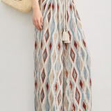 Vacation Style Geometric Printed Wide Leg Pants - liwisi