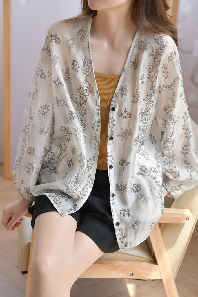 Casual V-Neck Printed Shirt - liwisi