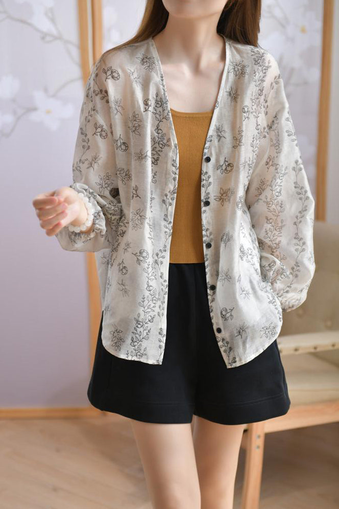 Casual V-Neck Printed Shirt - liwisi