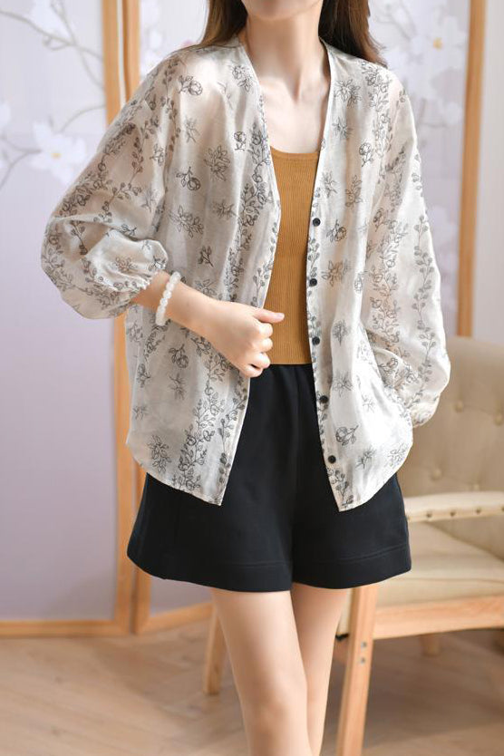 Casual V-Neck Printed Shirt - liwisi