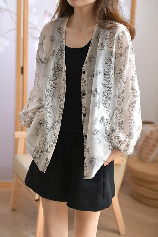 Casual V-Neck Printed Shirt - liwisi