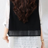 Elegant Fake Two-Piece Spliced Short Sleeve Shirt - liwisi