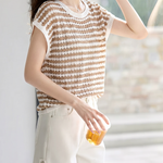 Casual Vacation Color Block Striped Knit Sweater - liwisi