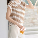 Casual Vacation Color Block Striped Knit Sweater - liwisi