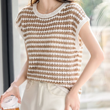 Casual Vacation Color Block Striped Knit Sweater - liwisi