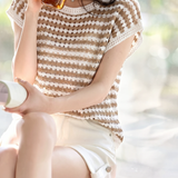 Casual Vacation Color Block Striped Knit Sweater - liwisi