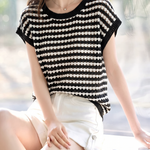 Casual Vacation Color Block Striped Knit Sweater - liwisi