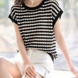 Casual Vacation Color Block Striped Knit Sweater - liwisi