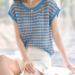 Casual Vacation Color Block Striped Knit Sweater - liwisi