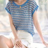 Casual Vacation Color Block Striped Knit Sweater - liwisi