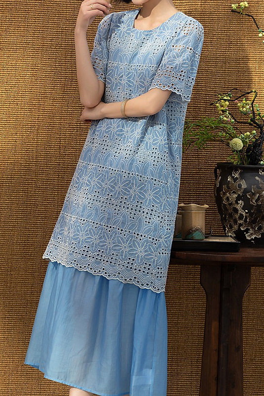 Elegant Embroidered Spliced Dress - liwisi