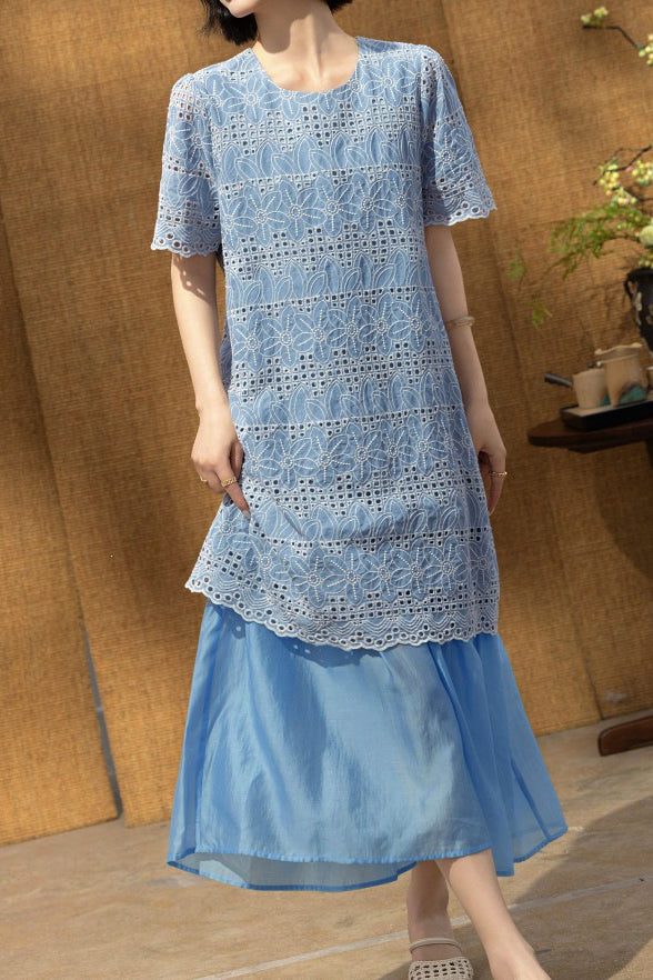 Elegant Embroidered Spliced Dress - liwisi