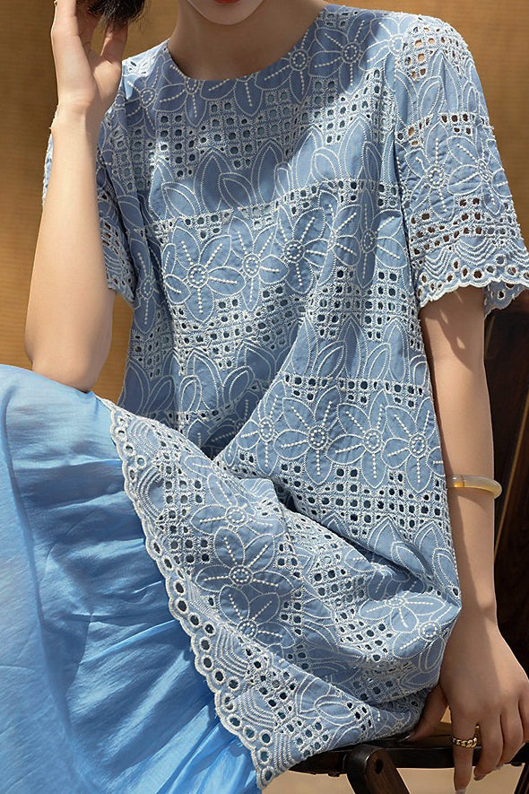 Elegant Embroidered Spliced Dress - liwisi