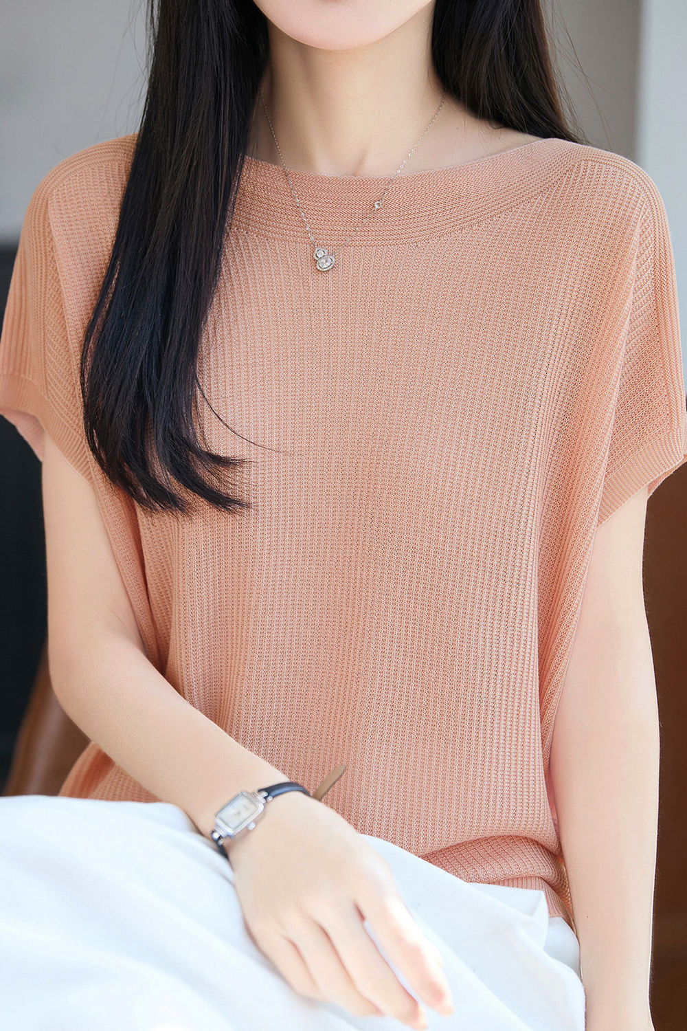 Elegant Round Neck Flutter Sleeve Knit Sweater - liwisi