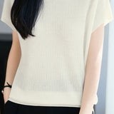 Elegant Round Neck Flutter Sleeve Knit Sweater - liwisi