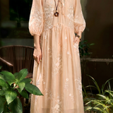 Elegant Floral Embroidered Tie Dress