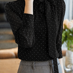 Elegant Polka Dot Bow Tie Shirt - liwisi