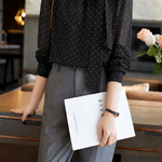 Elegant Polka Dot Bow Tie Shirt - liwisi
