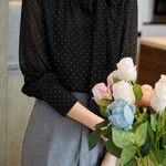 Elegant Polka Dot Bow Tie Shirt - liwisi
