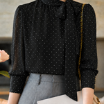Elegant Polka Dot Bow Tie Shirt - liwisi