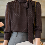 Elegant Polka Dot Bow Tie Shirt - liwisi