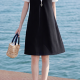 Casual Fake Two-Piece Jacquard Zipper Bow Dress - liwisi
