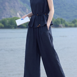 Vacation Cotton Shell Tassel Shirt And Wide Leg Pants Two-Piece Set
