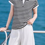 Casual Fake Two-Piece Color Block Lapel T-Shirt - liwisi