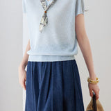 Casual Scarf Vertical Ribbed V-Neck Knit Sweater - liwisi