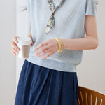 Casual Scarf Vertical Ribbed V-Neck Knit Sweater - liwisi