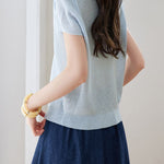 Casual Scarf Vertical Ribbed V-Neck Knit Sweater - liwisi