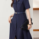 Elegant Commuter Lapel Dress - liwisi