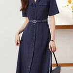 Elegant Commuter Lapel Dress - liwisi