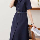 Elegant Commuter Lapel Dress - liwisi