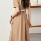 Elegant Commuter Lapel Dress - liwisi