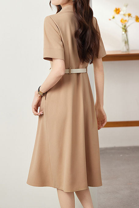 Elegant Commuter Lapel Dress - liwisi