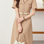 Elegant Commuter Lapel Dress - liwisi