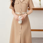 Elegant Commuter Lapel Dress - liwisi