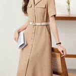 Elegant Commuter Lapel Dress - liwisi