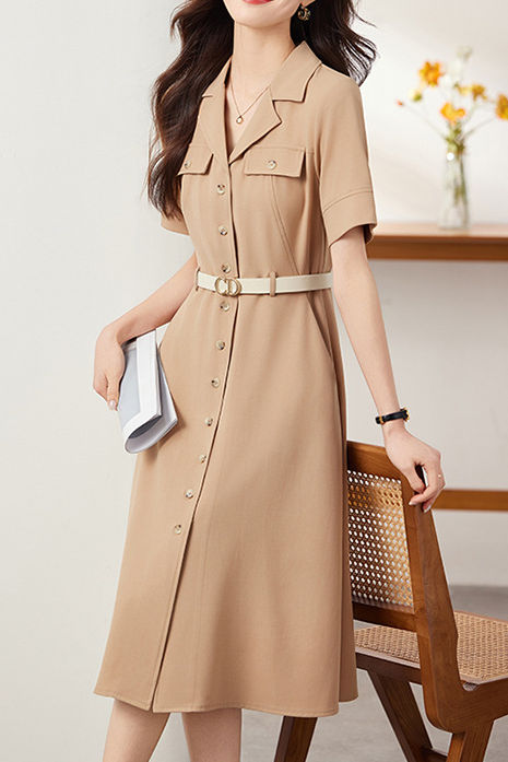 Elegant Commuter Lapel Dress - liwisi