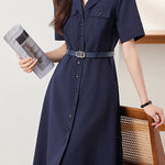 Elegant Commuter Lapel Dress - liwisi